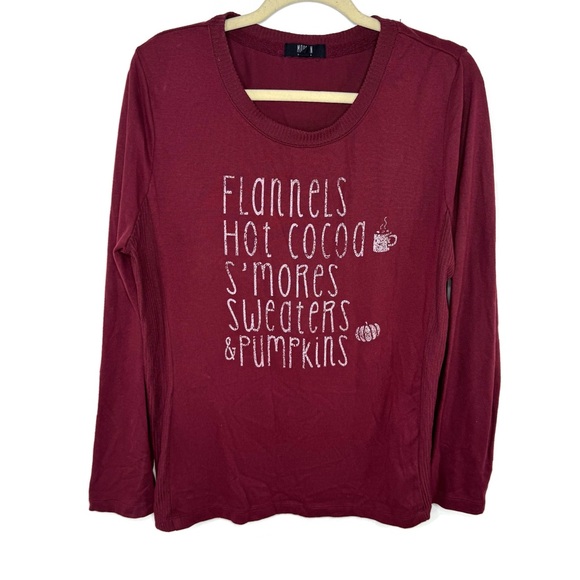 Modern Canvas Tops - Cozy Burgundy Long Sleeve Tee with Graphic Design Holidays Fall